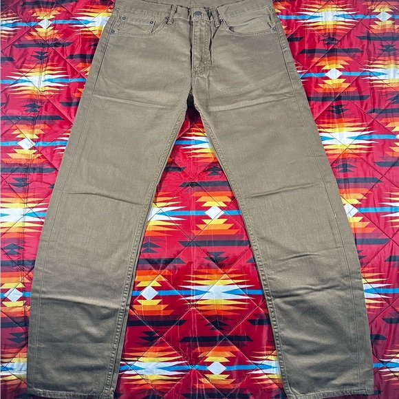 Levi’s 505 Regular Men's Brown Tan Straight Leg Jeans Size 33W 32L Work Outdoors